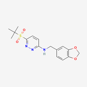 molecular formula C16H19N3O4S B6554082 N-[(2H-1,3-benzodioxol-5-yl)methyl]-6-(2-methylpropane-2-sulfonyl)pyridazin-3-amine CAS No. 1040681-12-6