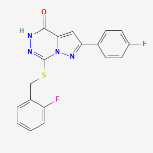molecular formula C18H12F2N4OS B6554094 2-(4-fluorophenyl)-7-{[(2-fluorophenyl)methyl]sulfanyl}-4H,5H-pyrazolo[1,5-d][1,2,4]triazin-4-one CAS No. 1040681-50-2