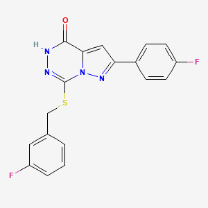 molecular formula C18H12F2N4OS B6554095 2-(4-fluorophenyl)-7-{[(3-fluorophenyl)methyl]sulfanyl}-4H,5H-pyrazolo[1,5-d][1,2,4]triazin-4-one CAS No. 1040681-56-8