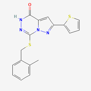molecular formula C17H14N4OS2 B6554116 7-{[(2-methylphenyl)methyl]sulfanyl}-2-(thiophen-2-yl)-4H,5H-pyrazolo[1,5-d][1,2,4]triazin-4-one CAS No. 1040682-26-5