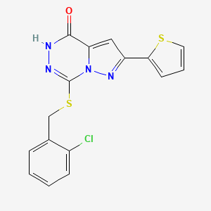 molecular formula C16H11ClN4OS2 B6554123 7-{[(2-chlorophenyl)methyl]sulfanyl}-2-(thiophen-2-yl)-4H,5H-pyrazolo[1,5-d][1,2,4]triazin-4-one CAS No. 1040682-34-5