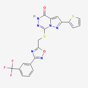 molecular formula C19H11F3N6O2S2 B6554165 2-(thiophen-2-yl)-7-[({3-[3-(trifluoromethyl)phenyl]-1,2,4-oxadiazol-5-yl}methyl)sulfanyl]-4H,5H-pyrazolo[1,5-d][1,2,4]triazin-4-one CAS No. 1040683-39-3