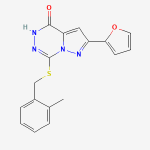 molecular formula C17H14N4O2S B6554172 2-(furan-2-yl)-7-{[(2-methylphenyl)methyl]sulfanyl}-4H,5H-pyrazolo[1,5-d][1,2,4]triazin-4-one CAS No. 1040683-66-6