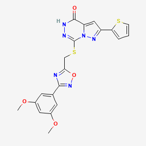 molecular formula C20H16N6O4S2 B6554175 7-({[3-(3,5-dimethoxyphenyl)-1,2,4-oxadiazol-5-yl]methyl}sulfanyl)-2-(thiophen-2-yl)-4H,5H-pyrazolo[1,5-d][1,2,4]triazin-4-one CAS No. 1040683-59-7