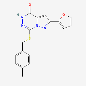 molecular formula C17H14N4O2S B6554178 2-(furan-2-yl)-7-{[(4-methylphenyl)methyl]sulfanyl}-4H,5H-pyrazolo[1,5-d][1,2,4]triazin-4-one CAS No. 1040683-87-1