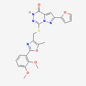 molecular formula C22H19N5O5S B6554193 7-({[2-(2,3-dimethoxyphenyl)-5-methyl-1,3-oxazol-4-yl]methyl}sulfanyl)-2-(furan-2-yl)-4H,5H-pyrazolo[1,5-d][1,2,4]triazin-4-one CAS No. 1040632-42-5
