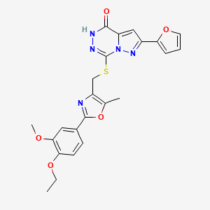 molecular formula C23H21N5O5S B6554204 7-({[2-(4-ethoxy-3-methoxyphenyl)-5-methyl-1,3-oxazol-4-yl]methyl}sulfanyl)-2-(furan-2-yl)-4H,5H-pyrazolo[1,5-d][1,2,4]triazin-4-one CAS No. 1040632-46-9