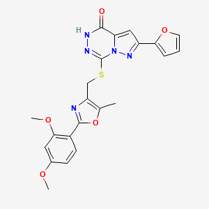 molecular formula C22H19N5O5S B6554211 7-({[2-(2,4-dimethoxyphenyl)-5-methyl-1,3-oxazol-4-yl]methyl}sulfanyl)-2-(furan-2-yl)-4H,5H-pyrazolo[1,5-d][1,2,4]triazin-4-one CAS No. 1040632-50-5