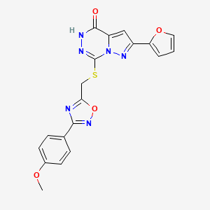 molecular formula C19H14N6O4S B6554229 2-(furan-2-yl)-7-({[3-(4-methoxyphenyl)-1,2,4-oxadiazol-5-yl]methyl}sulfanyl)-4H,5H-pyrazolo[1,5-d][1,2,4]triazin-4-one CAS No. 1040632-74-3