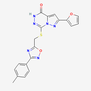 molecular formula C19H14N6O3S B6554235 2-(furan-2-yl)-7-({[3-(4-methylphenyl)-1,2,4-oxadiazol-5-yl]methyl}sulfanyl)-4H,5H-pyrazolo[1,5-d][1,2,4]triazin-4-one CAS No. 1040632-70-9