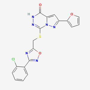molecular formula C18H11ClN6O3S B6554245 7-({[3-(2-chlorophenyl)-1,2,4-oxadiazol-5-yl]methyl}sulfanyl)-2-(furan-2-yl)-4H,5H-pyrazolo[1,5-d][1,2,4]triazin-4-one CAS No. 1040632-79-8