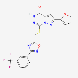 molecular formula C19H11F3N6O3S B6554252 2-(furan-2-yl)-7-[({3-[3-(trifluoromethyl)phenyl]-1,2,4-oxadiazol-5-yl}methyl)sulfanyl]-4H,5H-pyrazolo[1,5-d][1,2,4]triazin-4-one CAS No. 1040632-89-0