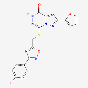 molecular formula C18H11FN6O3S B6554259 7-({[3-(4-fluorophenyl)-1,2,4-oxadiazol-5-yl]methyl}sulfanyl)-2-(furan-2-yl)-4H,5H-pyrazolo[1,5-d][1,2,4]triazin-4-one CAS No. 1040632-94-7
