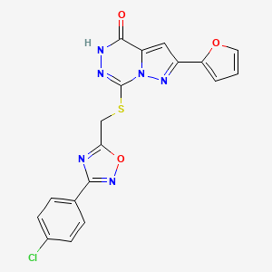 molecular formula C18H11ClN6O3S B6554265 7-({[3-(4-chlorophenyl)-1,2,4-oxadiazol-5-yl]methyl}sulfanyl)-2-(furan-2-yl)-4H,5H-pyrazolo[1,5-d][1,2,4]triazin-4-one CAS No. 1040632-84-5