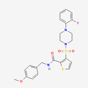molecular formula C23H24FN3O4S2 B6554295 3-{[4-(2-fluorophenyl)piperazin-1-yl]sulfonyl}-N-[(4-methoxyphenyl)methyl]thiophene-2-carboxamide CAS No. 1040633-93-9