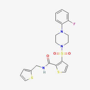 molecular formula C20H20FN3O3S3 B6554305 3-{[4-(2-fluorophenyl)piperazin-1-yl]sulfonyl}-N-[(thiophen-2-yl)methyl]thiophene-2-carboxamide CAS No. 1040634-21-6