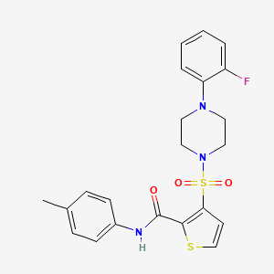 molecular formula C22H22FN3O3S2 B6554320 3-{[4-(2-fluorophenyl)piperazin-1-yl]sulfonyl}-N-(4-methylphenyl)thiophene-2-carboxamide CAS No. 1040634-59-0