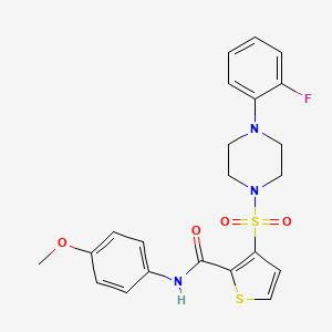 molecular formula C22H22FN3O4S2 B6554339 3-{[4-(2-fluorophenyl)piperazin-1-yl]sulfonyl}-N-(4-methoxyphenyl)thiophene-2-carboxamide CAS No. 1040634-83-0