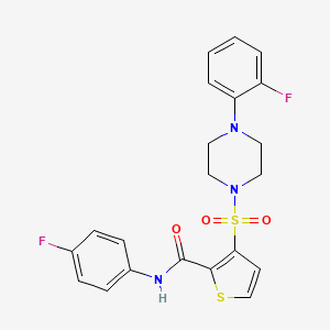 molecular formula C21H19F2N3O3S2 B6554340 N-(4-fluorophenyl)-3-{[4-(2-fluorophenyl)piperazin-1-yl]sulfonyl}thiophene-2-carboxamide CAS No. 1040634-99-8