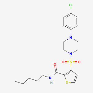 molecular formula C20H26ClN3O3S2 B6554341 3-{[4-(4-chlorophenyl)piperazin-1-yl]sulfonyl}-N-pentylthiophene-2-carboxamide CAS No. 1040635-23-1