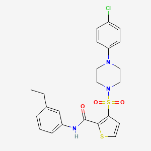 molecular formula C23H24ClN3O3S2 B6554343 3-{[4-(4-chlorophenyl)piperazin-1-yl]sulfonyl}-N-(3-ethylphenyl)thiophene-2-carboxamide CAS No. 1040635-39-9