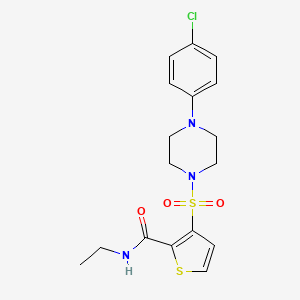 molecular formula C17H20ClN3O3S2 B6554350 3-{[4-(4-chlorophenyl)piperazin-1-yl]sulfonyl}-N-ethylthiophene-2-carboxamide CAS No. 1040635-15-1