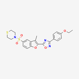 molecular formula C23H23N3O5S2 B6554357 4-({2-[3-(4-ethoxyphenyl)-1,2,4-oxadiazol-5-yl]-3-methyl-1-benzofuran-5-yl}sulfonyl)thiomorpholine CAS No. 1040635-63-9