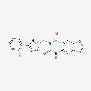 molecular formula C18H11ClN4O5 B6554394 7-{[3-(2-chlorophenyl)-1,2,4-oxadiazol-5-yl]methyl}-2H,5H,6H,7H,8H-[1,3]dioxolo[4,5-g]quinazoline-6,8-dione CAS No. 1031945-27-3
