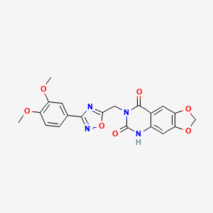molecular formula C20H16N4O7 B6554406 7-{[3-(3,4-dimethoxyphenyl)-1,2,4-oxadiazol-5-yl]methyl}-2H,5H,6H,7H,8H-[1,3]dioxolo[4,5-g]quinazoline-6,8-dione CAS No. 1031633-98-3