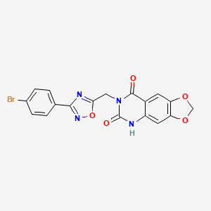 molecular formula C18H11BrN4O5 B6554407 7-{[3-(4-bromophenyl)-1,2,4-oxadiazol-5-yl]methyl}-2H,5H,6H,7H,8H-[1,3]dioxolo[4,5-g]quinazoline-6,8-dione CAS No. 1031674-86-8