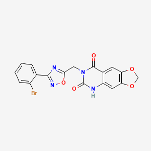 molecular formula C18H11BrN4O5 B6554418 7-{[3-(2-bromophenyl)-1,2,4-oxadiazol-5-yl]methyl}-2H,5H,6H,7H,8H-[1,3]dioxolo[4,5-g]quinazoline-6,8-dione CAS No. 1031543-60-8