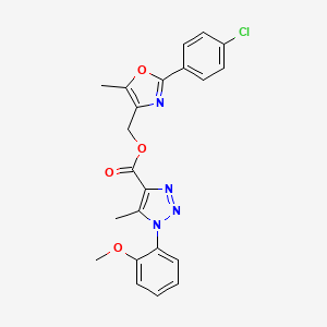 molecular formula C22H19ClN4O4 B6554440 [2-(4-chlorophenyl)-5-methyl-1,3-oxazol-4-yl]methyl 1-(2-methoxyphenyl)-5-methyl-1H-1,2,3-triazole-4-carboxylate CAS No. 1040636-03-0