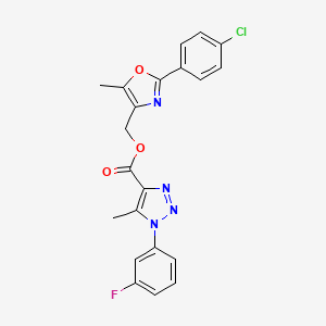 molecular formula C21H16ClFN4O3 B6554459 [2-(4-chlorophenyl)-5-methyl-1,3-oxazol-4-yl]methyl 1-(3-fluorophenyl)-5-methyl-1H-1,2,3-triazole-4-carboxylate CAS No. 1040636-58-5