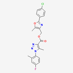 molecular formula C22H18ClFN4O3 B6554488 [2-(4-chlorophenyl)-5-methyl-1,3-oxazol-4-yl]methyl 1-(4-fluoro-2-methylphenyl)-5-methyl-1H-1,2,3-triazole-4-carboxylate CAS No. 1040637-10-2