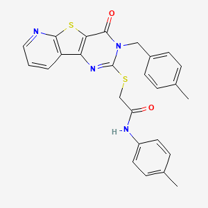 N-(4-methylphenyl)-2-({5-[(4-methylphenyl)methyl]-6-oxo-8-thia-3,5,10-triazatricyclo[7.4.0.0^{2,7}]trideca-1(9),2(7),3,10,12-pentaen-4-yl}sulfanyl)acetamide