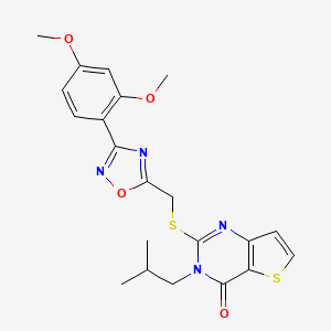 molecular formula C21H22N4O4S2 B6554593 2-({[3-(2,4-dimethoxyphenyl)-1,2,4-oxadiazol-5-yl]methyl}sulfanyl)-3-(2-methylpropyl)-3H,4H-thieno[3,2-d]pyrimidin-4-one CAS No. 1040639-01-7