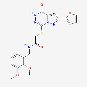 molecular formula C20H19N5O5S B6554594 N-[(2,3-dimethoxyphenyl)methyl]-2-{[2-(furan-2-yl)-4-oxo-4H,5H-pyrazolo[1,5-d][1,2,4]triazin-7-yl]sulfanyl}acetamide CAS No. 1040638-93-4