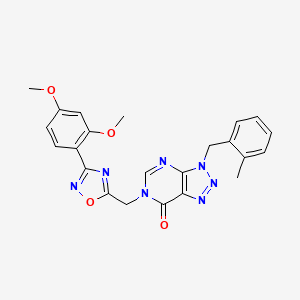 molecular formula C23H21N7O4 B6554639 6-{[3-(2,4-dimethoxyphenyl)-1,2,4-oxadiazol-5-yl]methyl}-3-[(2-methylphenyl)methyl]-3H,6H,7H-[1,2,3]triazolo[4,5-d]pyrimidin-7-one CAS No. 1040655-55-7