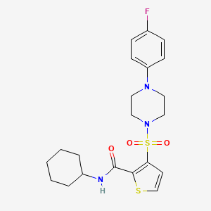 molecular formula C21H26FN3O3S2 B6554660 N-cyclohexyl-3-{[4-(4-fluorophenyl)piperazin-1-yl]sulfonyl}thiophene-2-carboxamide CAS No. 1040656-01-6