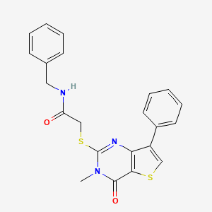 molecular formula C22H19N3O2S2 B6554822 N-benzyl-2-({3-methyl-4-oxo-7-phenyl-3H,4H-thieno[3,2-d]pyrimidin-2-yl}sulfanyl)acetamide CAS No. 1040631-89-7