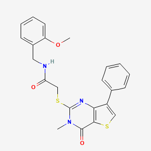 molecular formula C23H21N3O3S2 B6554830 N-[(2-methoxyphenyl)methyl]-2-({3-methyl-4-oxo-7-phenyl-3H,4H-thieno[3,2-d]pyrimidin-2-yl}sulfanyl)acetamide CAS No. 1040631-91-1