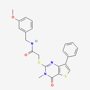 molecular formula C23H21N3O3S2 B6554837 N-[(3-methoxyphenyl)methyl]-2-({3-methyl-4-oxo-7-phenyl-3H,4H-thieno[3,2-d]pyrimidin-2-yl}sulfanyl)acetamide CAS No. 1040631-93-3