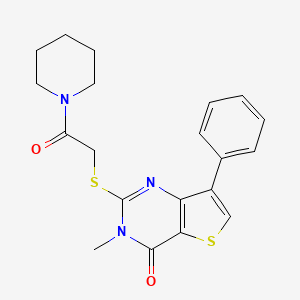 molecular formula C20H21N3O2S2 B6554847 3-methyl-2-{[2-oxo-2-(piperidin-1-yl)ethyl]sulfanyl}-7-phenyl-3H,4H-thieno[3,2-d]pyrimidin-4-one CAS No. 1040632-17-4