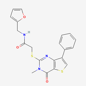molecular formula C20H17N3O3S2 B6554852 N-[(furan-2-yl)methyl]-2-({3-methyl-4-oxo-7-phenyl-3H,4H-thieno[3,2-d]pyrimidin-2-yl}sulfanyl)acetamide CAS No. 1040632-14-1
