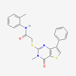 molecular formula C22H19N3O2S2 B6554858 2-({3-methyl-4-oxo-7-phenyl-3H,4H-thieno[3,2-d]pyrimidin-2-yl}sulfanyl)-N-(2-methylphenyl)acetamide CAS No. 1040632-29-8