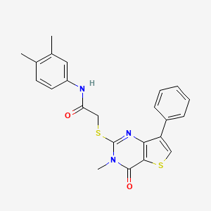 molecular formula C23H21N3O2S2 B6554865 N-(3,4-dimethylphenyl)-2-({3-methyl-4-oxo-7-phenyl-3H,4H-thieno[3,2-d]pyrimidin-2-yl}sulfanyl)acetamide CAS No. 1040632-47-0