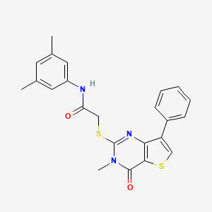molecular formula C23H21N3O2S2 B6554870 N-(3,5-dimethylphenyl)-2-({3-methyl-4-oxo-7-phenyl-3H,4H-thieno[3,2-d]pyrimidin-2-yl}sulfanyl)acetamide CAS No. 1040632-51-6