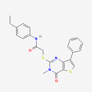 molecular formula C23H21N3O2S2 B6554875 N-(4-ethylphenyl)-2-({3-methyl-4-oxo-7-phenyl-3H,4H-thieno[3,2-d]pyrimidin-2-yl}sulfanyl)acetamide CAS No. 1040632-63-0
