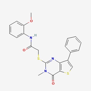 molecular formula C22H19N3O3S2 B6554877 N-(2-methoxyphenyl)-2-({3-methyl-4-oxo-7-phenyl-3H,4H-thieno[3,2-d]pyrimidin-2-yl}sulfanyl)acetamide CAS No. 1040632-76-5