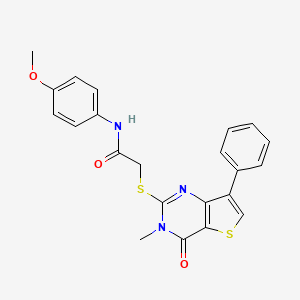 molecular formula C22H19N3O3S2 B6554882 N-(4-methoxyphenyl)-2-({3-methyl-4-oxo-7-phenyl-3H,4H-thieno[3,2-d]pyrimidin-2-yl}sulfanyl)acetamide CAS No. 1040632-81-2